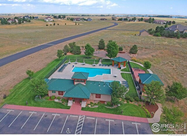 drone / aerial view with a rural view