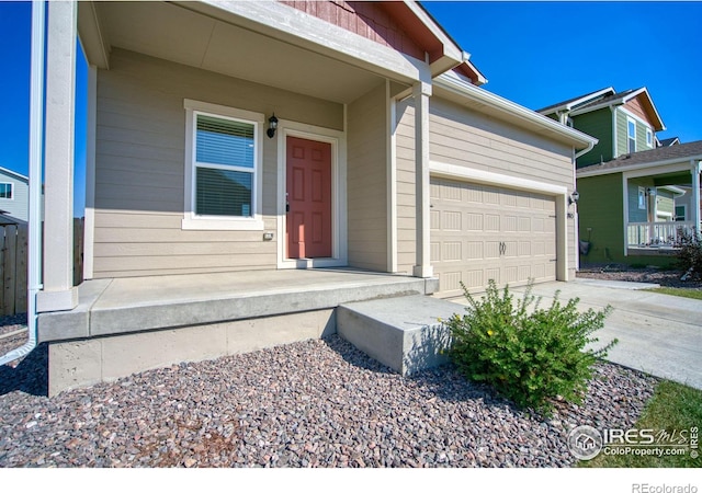 entrance to property featuring a garage