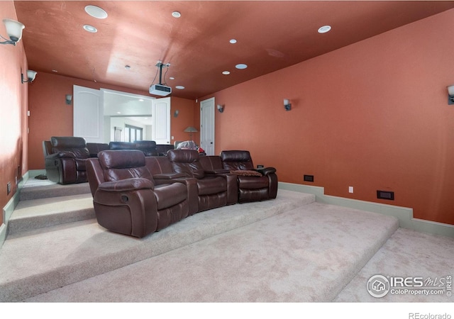 view of carpeted home theater room