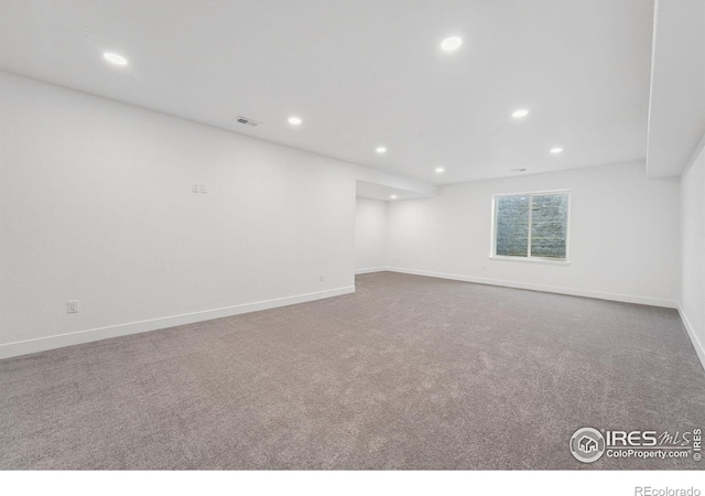 448 Cache Ave, Fort Morgan, CO 80701 - carpeted spare room with recessed lighting, baseboards, and visible vents