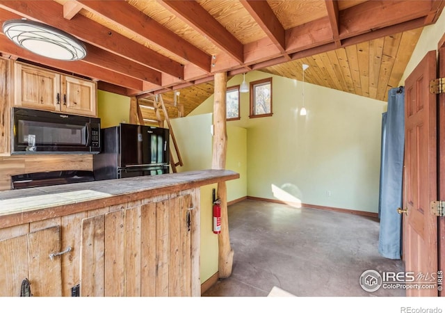 kitchen with black appliances