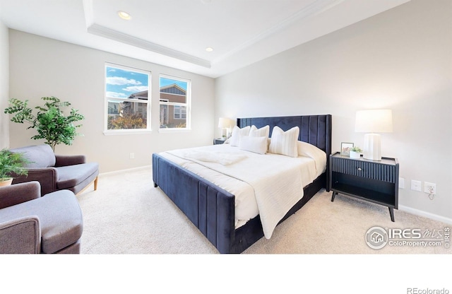 3107 Deering Lake Dr, Loveland, CO 80538 - carpeted bedroom with recessed lighting, baseboards, and a tray ceiling