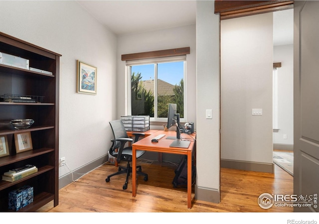 office featuring light wood-type flooring