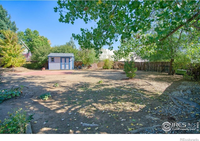 view of yard with a storage unit