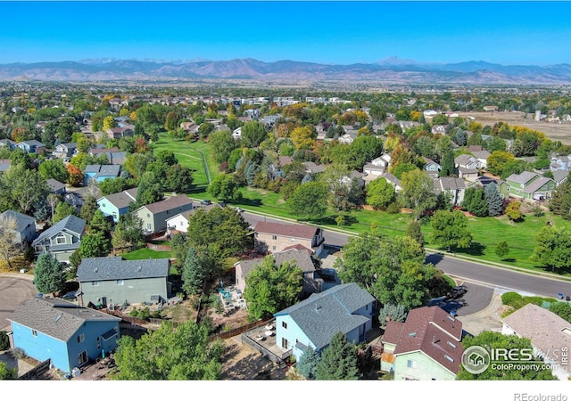 aerial view with a mountain view