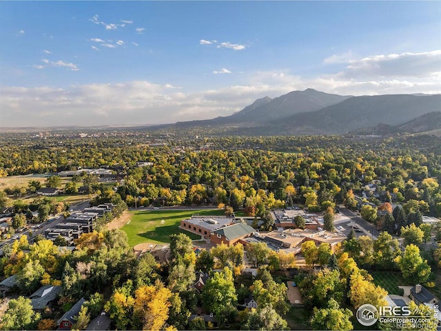 bird's eye view with a mountain view