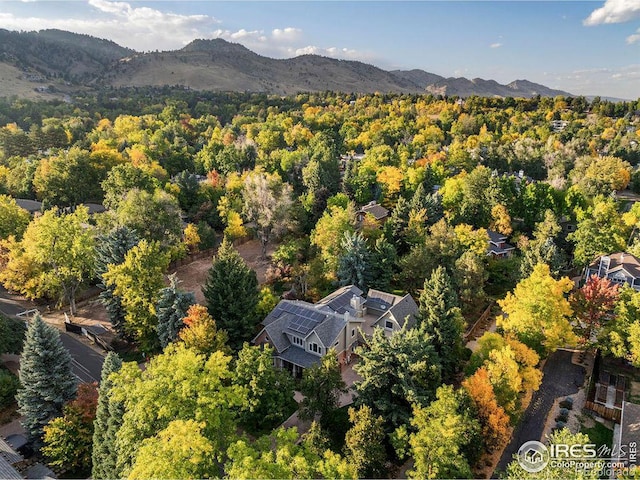 drone / aerial view featuring a mountain view