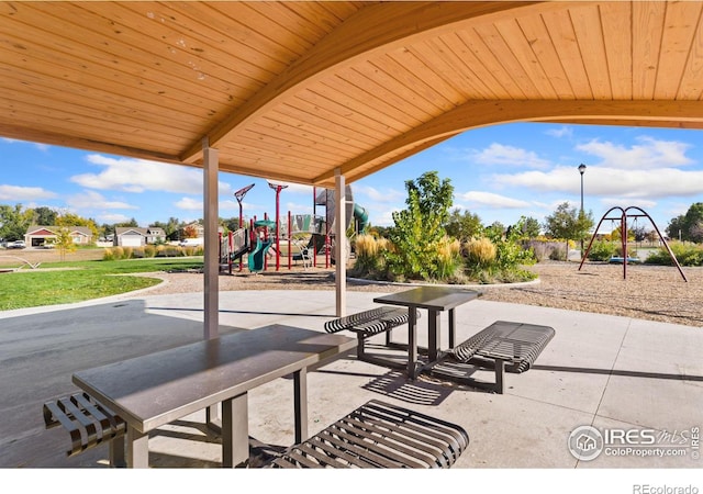 view of patio / terrace featuring a playground