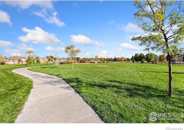 view of community featuring a lawn