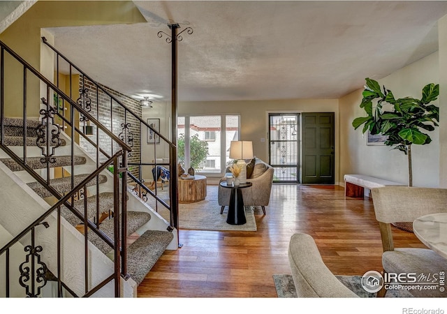 living room with hardwood / wood-style floors