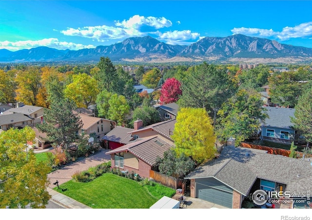 bird's eye view featuring a mountain view