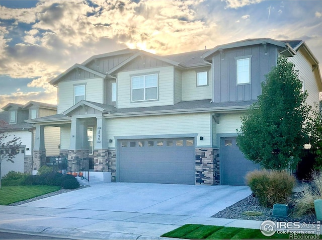 craftsman inspired home with a garage