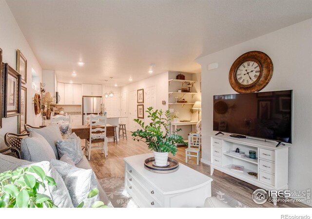 living room featuring light hardwood / wood-style flooring