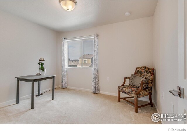 sitting room with light carpet