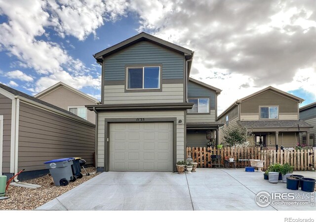 view of front of house with a garage