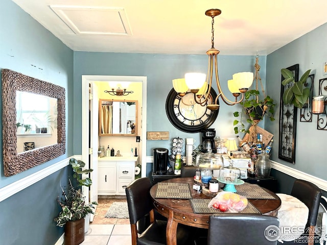 view of tiled dining room