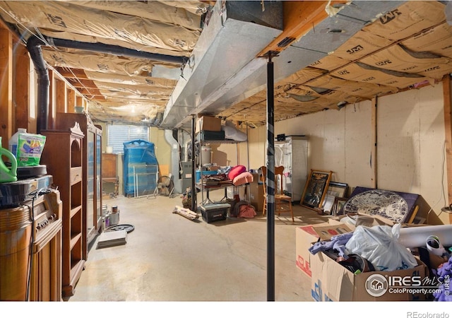 basement with heating unit