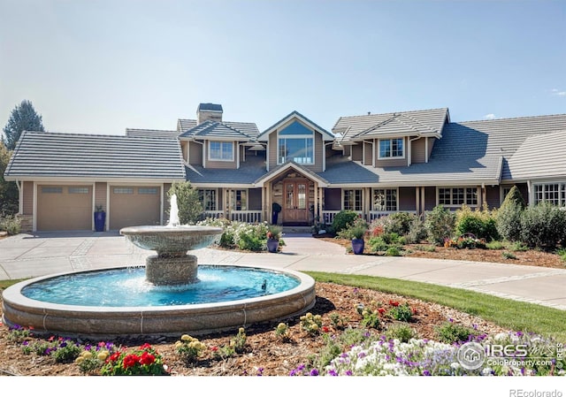 view of front of property with a garage