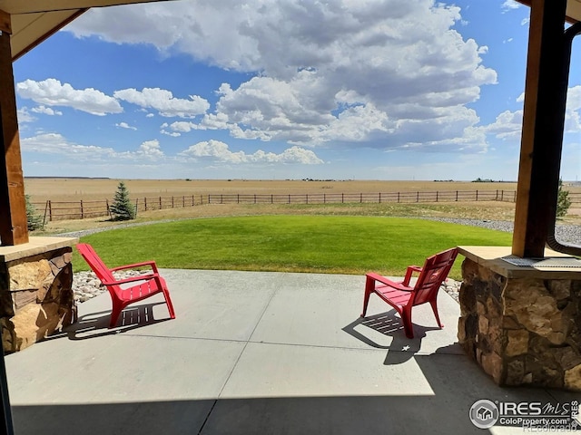 view of patio featuring a rural view