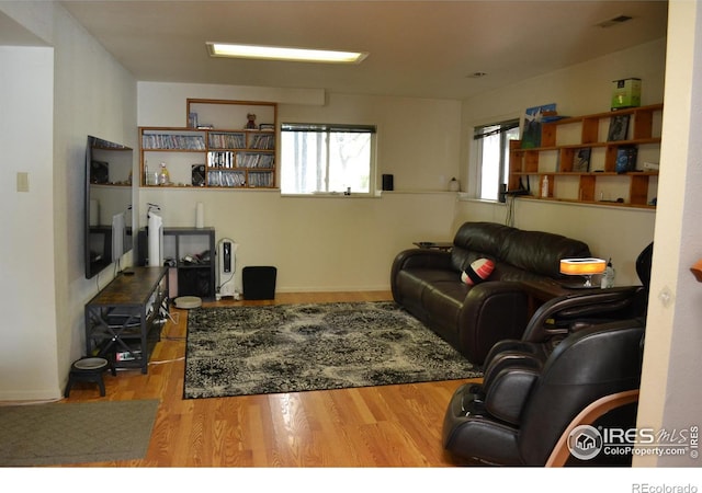 living room featuring light wood-type flooring