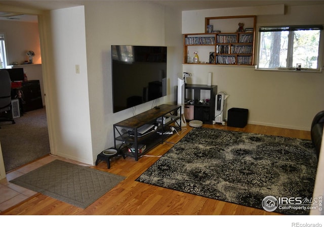 living room featuring light wood-type flooring