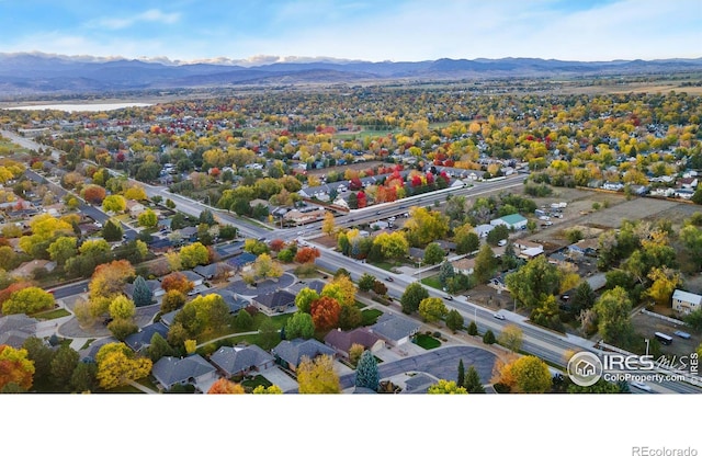 aerial view with a mountain view