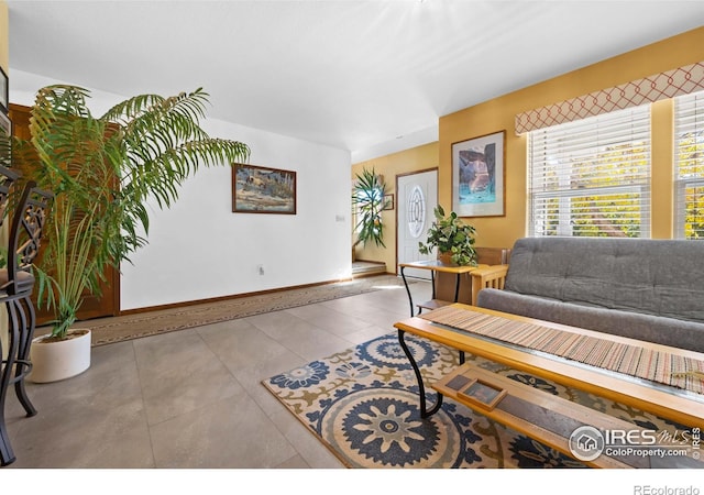 view of tiled living room