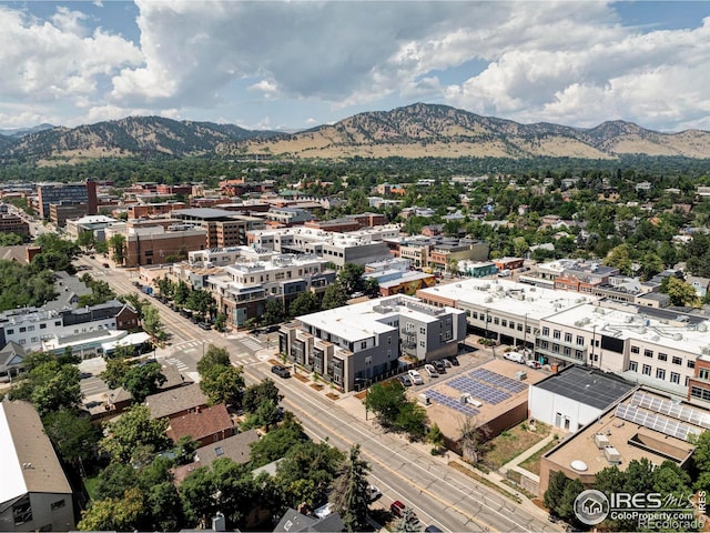 drone / aerial view with a mountain view