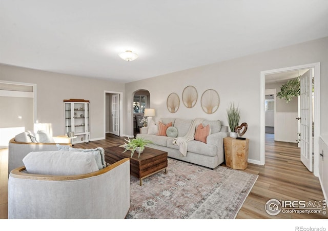 living room with hardwood / wood-style flooring