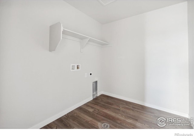 washroom featuring washer hookup and dark hardwood / wood-style floors