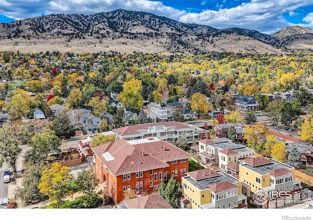 birds eye view of property featuring a mountain view