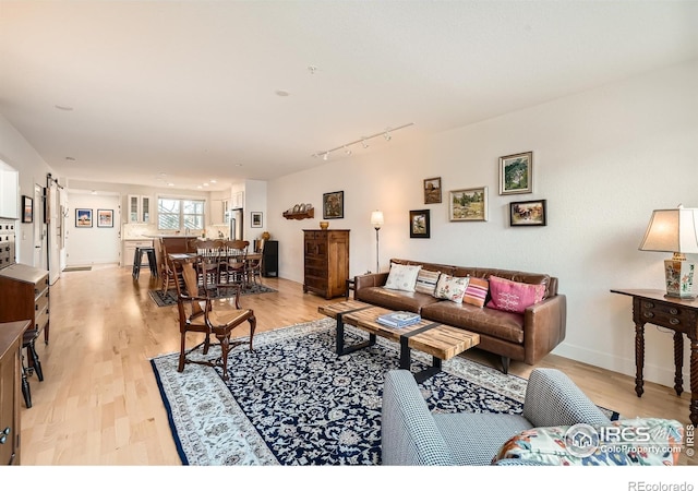 living room with light hardwood / wood-style flooring