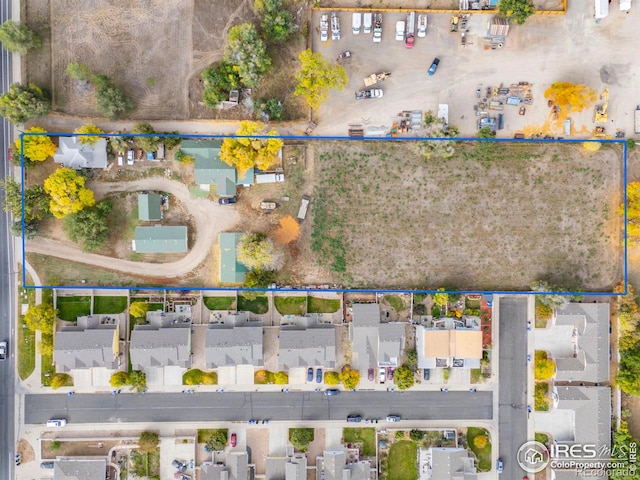 1601 E 1st St, Loveland, CO 80537 - aerial view of residential area featuring property boundaries highlighted