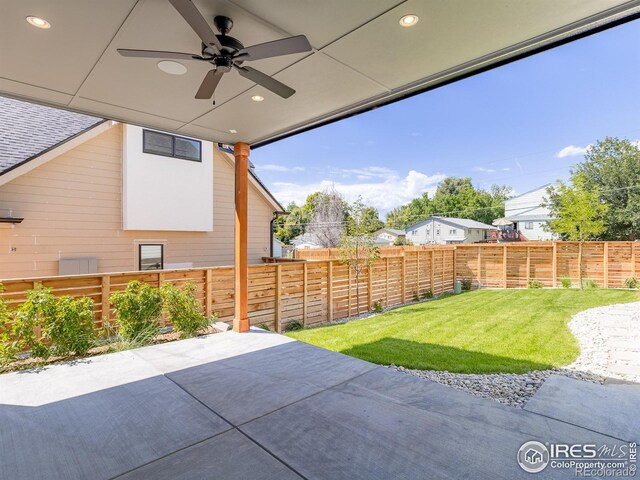 view of patio / terrace with ceiling fan