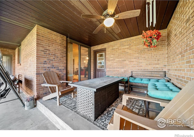 view of patio with ceiling fan