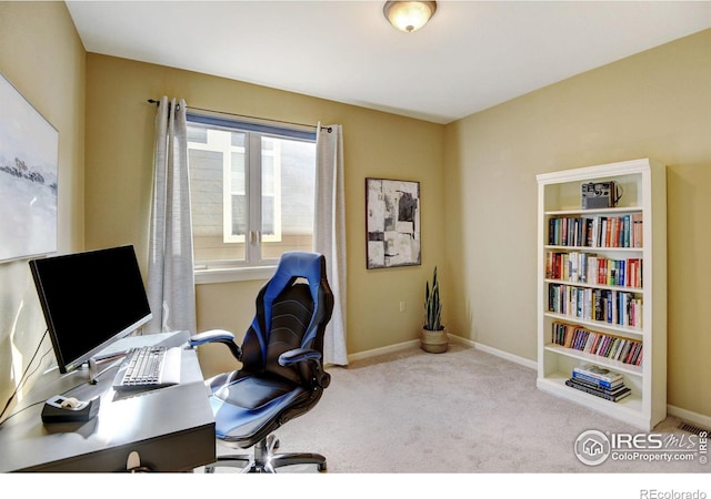 office featuring light colored carpet