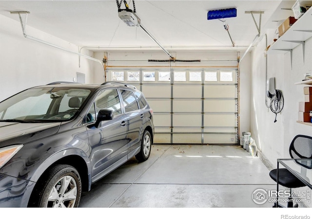 garage with a garage door opener