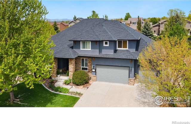 view of front property with a garage