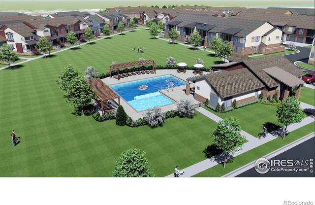 968 Birdwhistle Ln Unit 12, Fort Collins, CO 80524 - aerial perspective of suburban area with a pool area