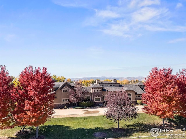 view of yard featuring a mountain view