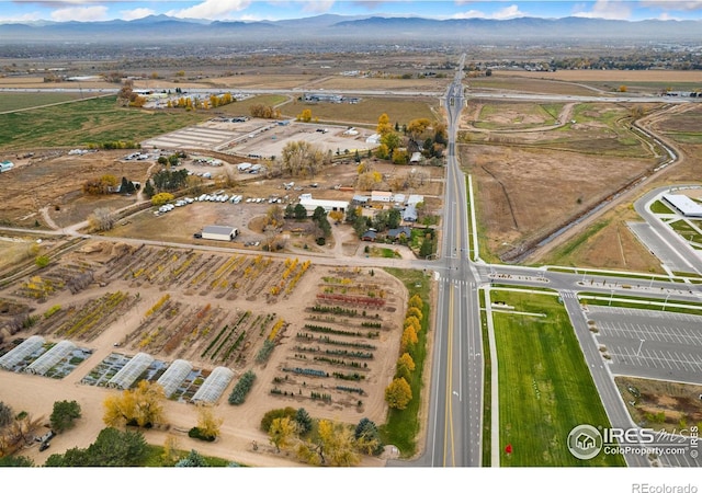 birds eye view of property featuring a mountain view