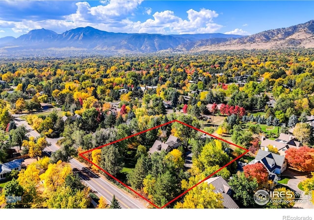 bird's eye view with a mountain view