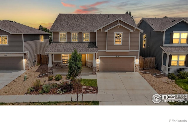 view of front of home with a garage