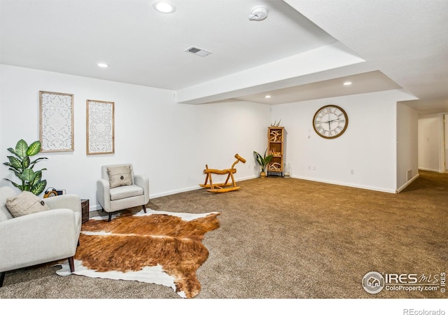 sitting room featuring carpet