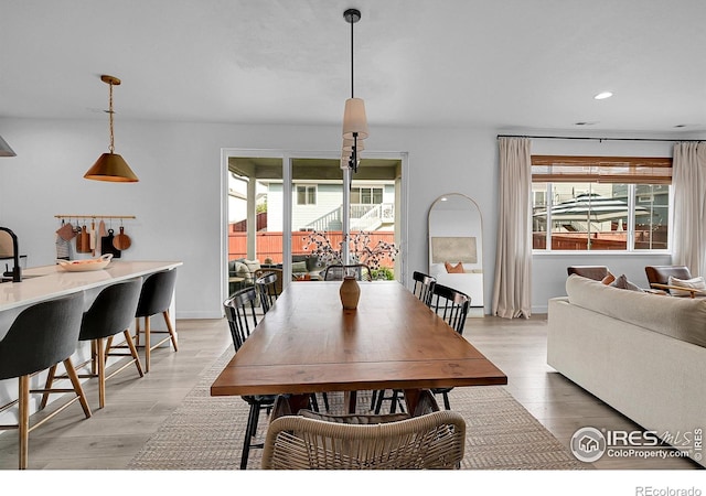 dining area featuring light hardwood / wood-style flooring