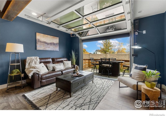 living room featuring hardwood / wood-style flooring