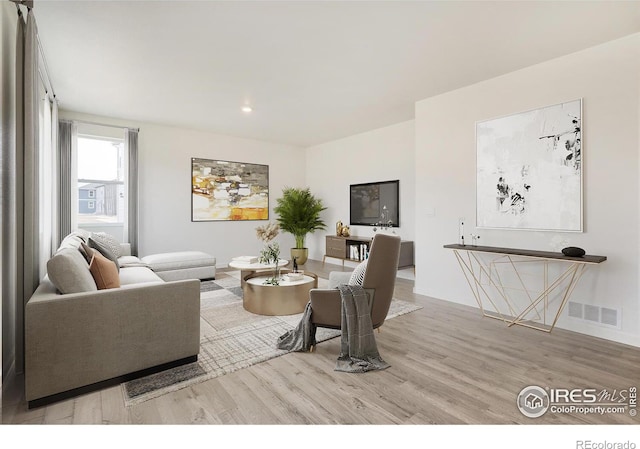 living room featuring light hardwood / wood-style floors