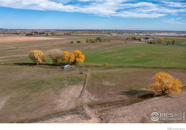 bird's eye view featuring a rural view