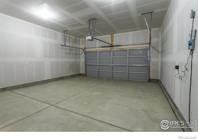 garage with a garage door opener