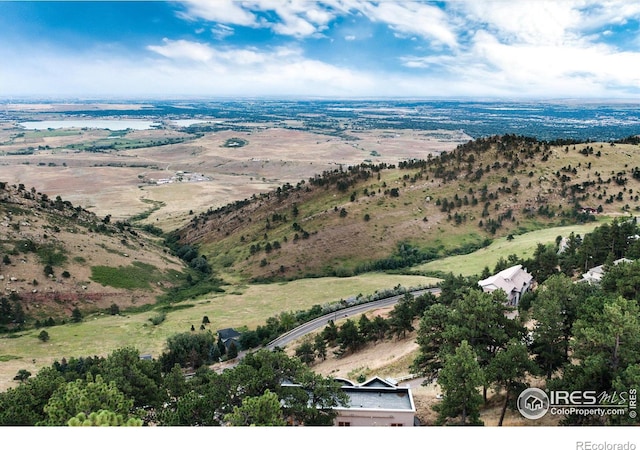 aerial view with a mountain view